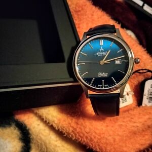 Swiss Made Mens Wristwatch" Atlantic" since 1888. New w/ Box.Tag.Manual. warrant